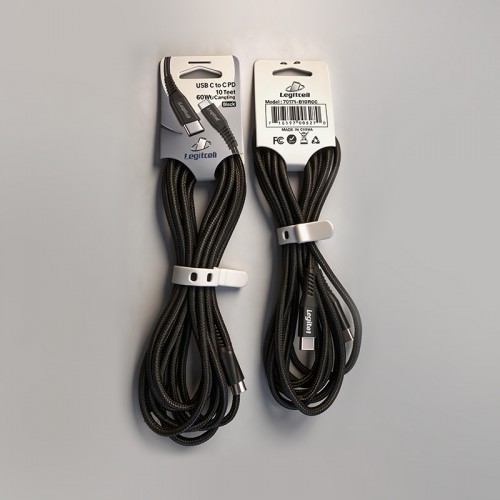 10FT USB C to C 60W Black Cable
