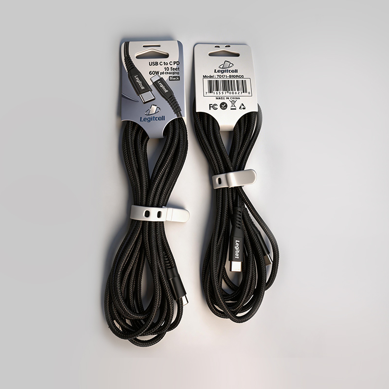 10FT USB C to C 60W Black Cable