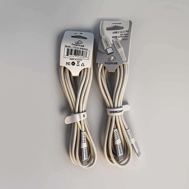 10FT 60W White USB C PD Cable