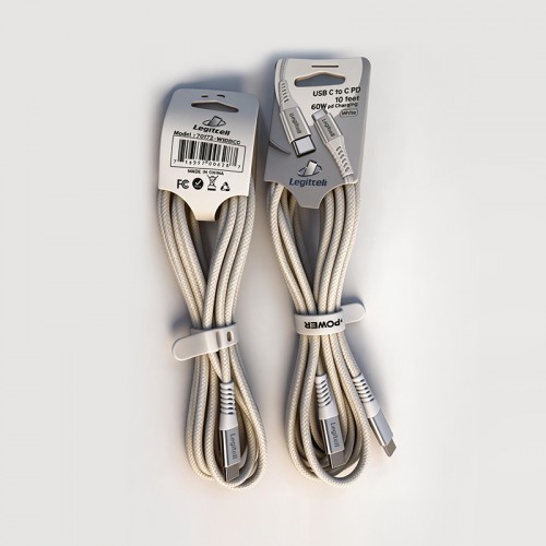 10FT 60W White USB C PD Cable