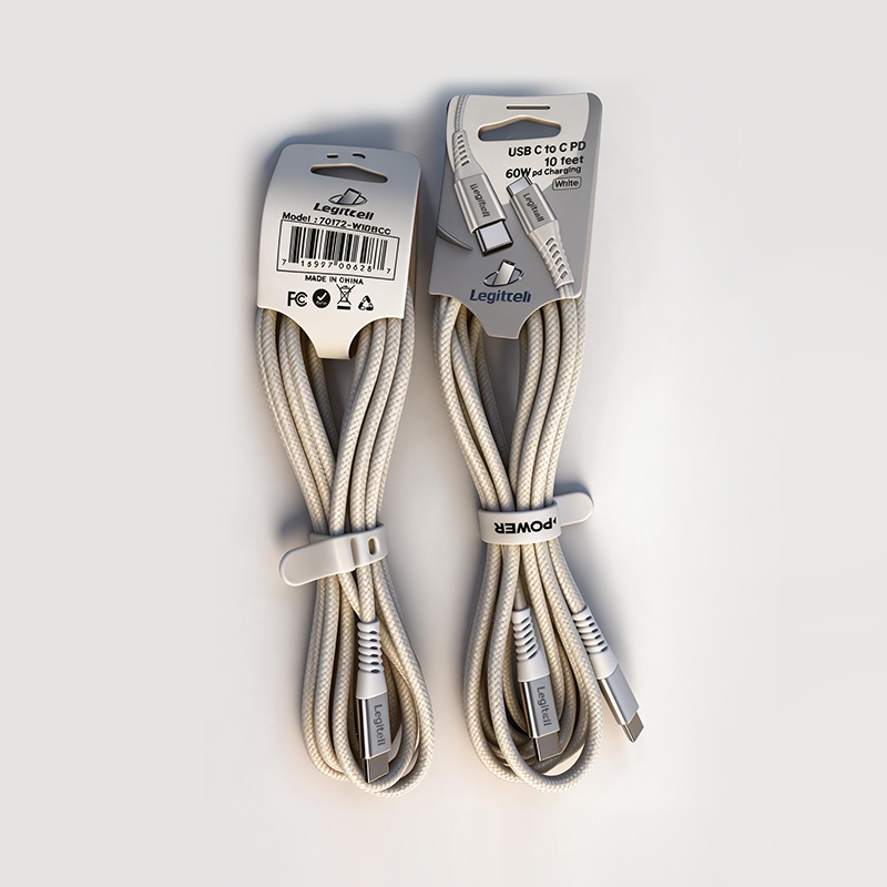 10FT 60W White USB C PD Cable 
