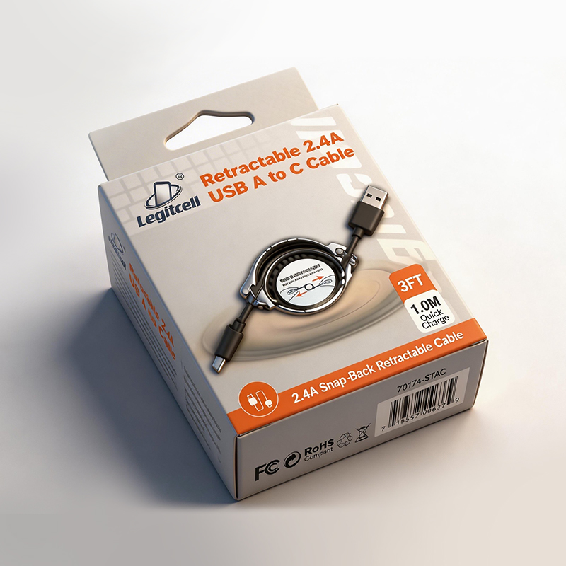 Retractable 2.4A USB A to C Cable 