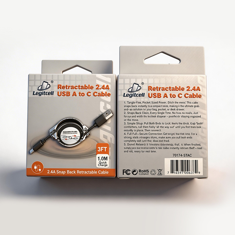 Retractable 2.4A USB A to C Cable 