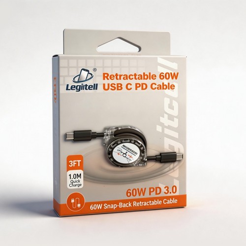 Retractable 60W USB C to C Cable