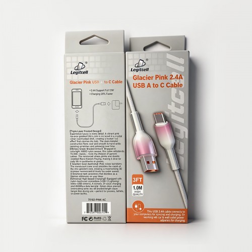Glacier Pink 2.4A USB A to C Cable