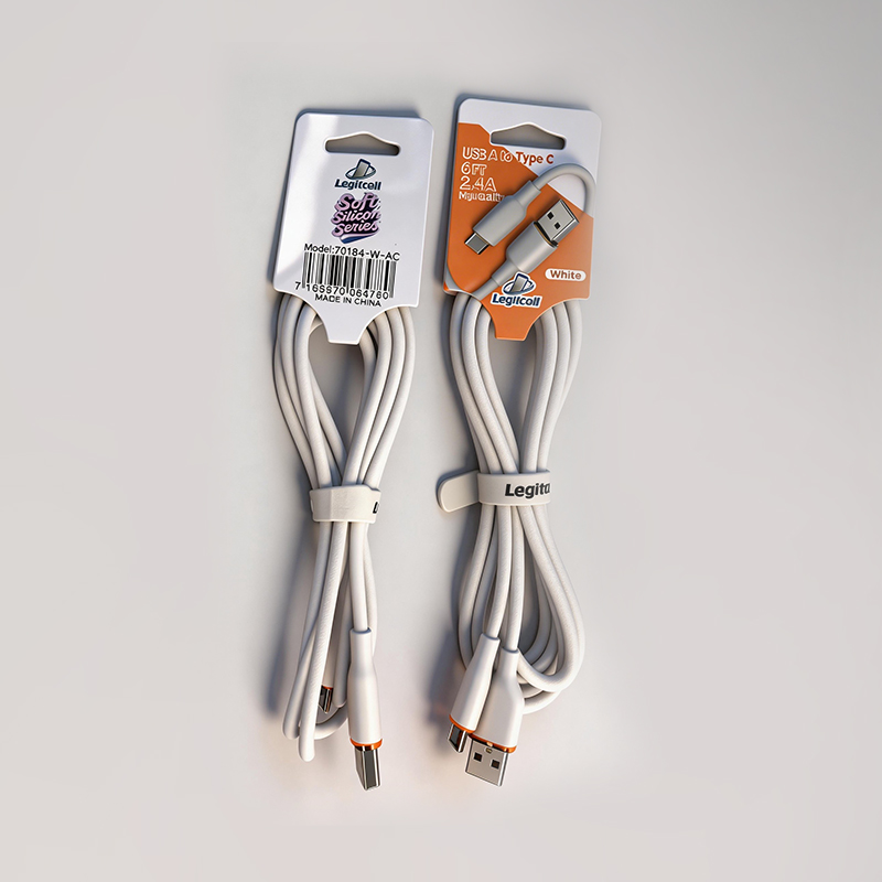 6FT White Silicon USB A to C Cable 