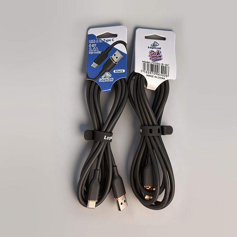 6FT Black Silicon USB A to C Cable