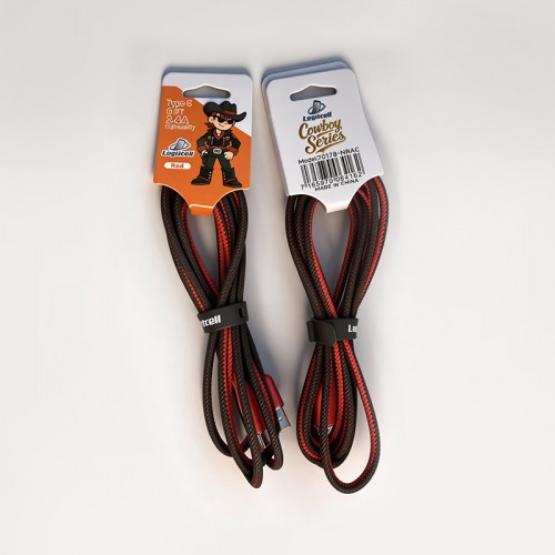 6FT Cowboy black and red USB A to C Cable