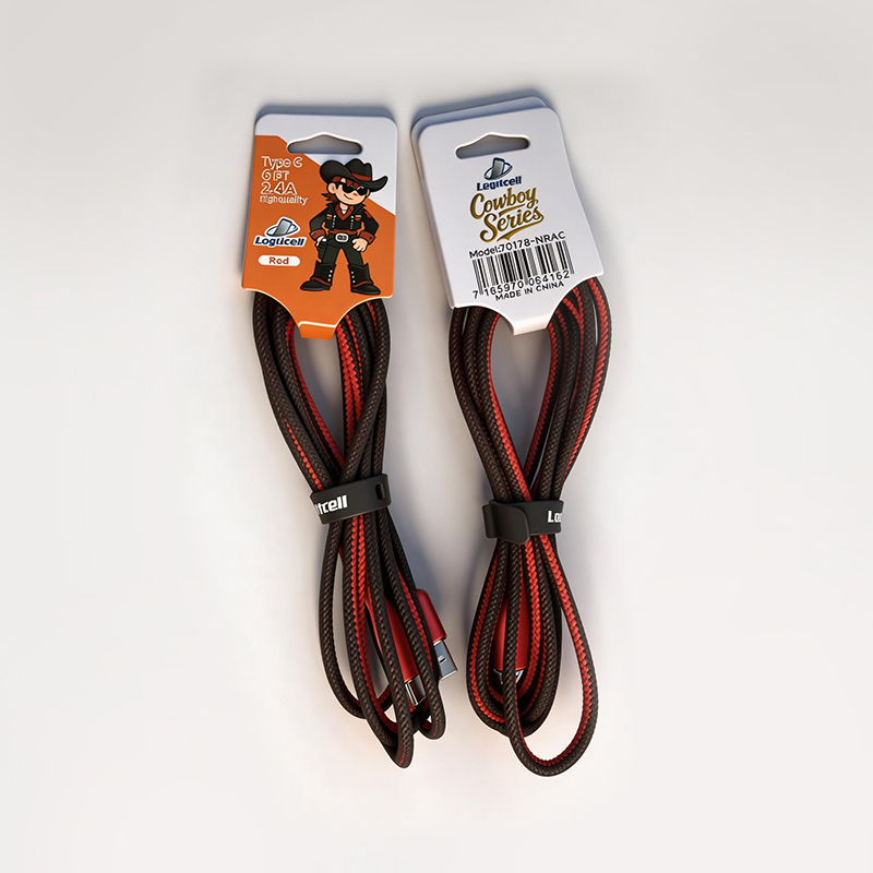6FT Cowboy black and red USB A to C Cable