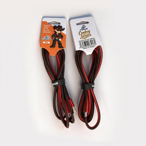 6FT Cowboy black and red USB A to C Cable