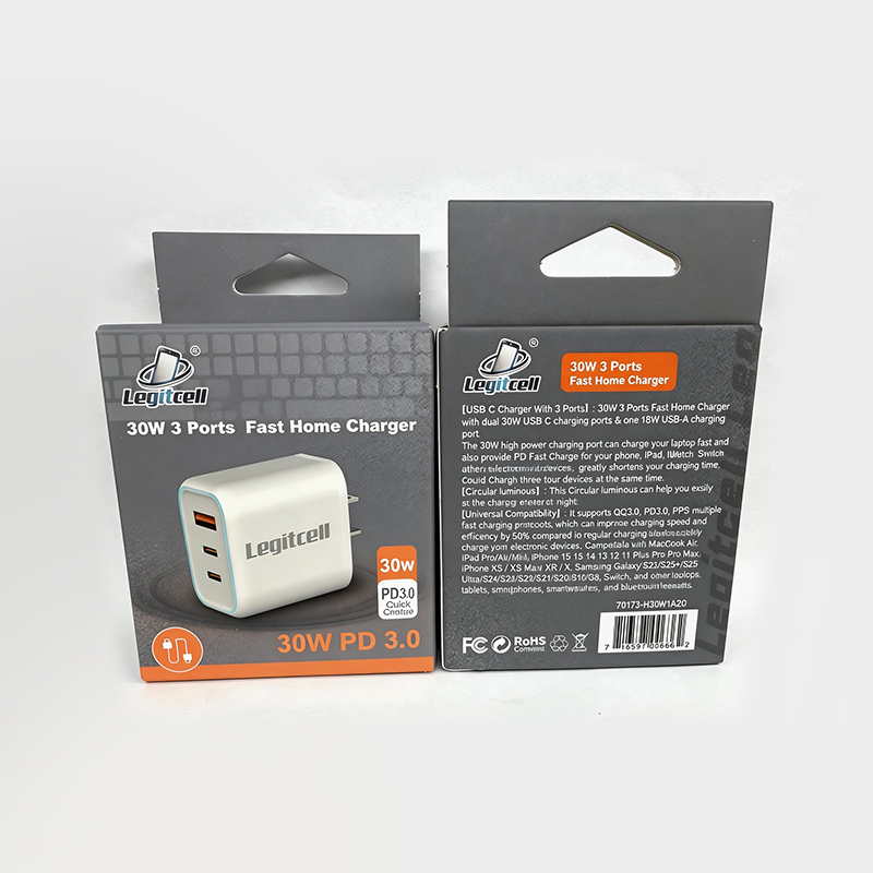 30W 3 Ports Fast Home Charger 