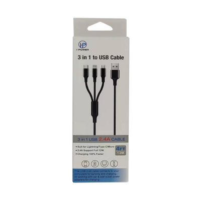 3 in 1 to USB Cable 4FT 