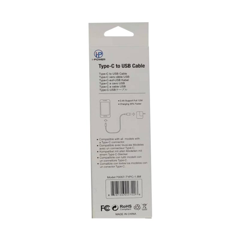 6FT 2.4A Type-C to USB CABLE 