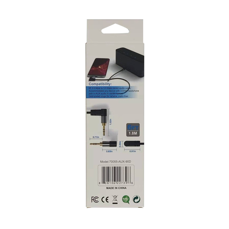 90°Angled 3.5mm AUX Audio Cable 